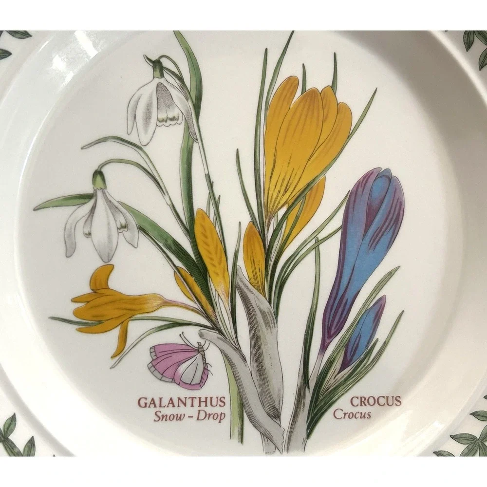 Portmeirion Botanic Garden Bread & Butter Plate Galanthus Crocus Snow Drop 7.25